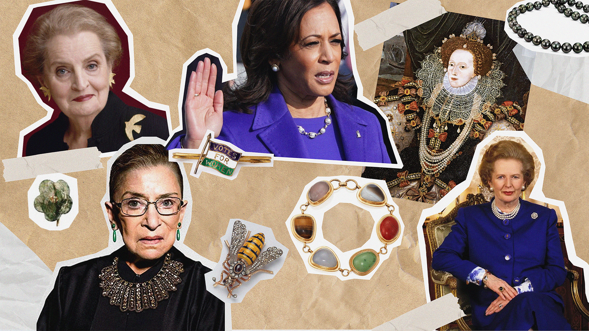 Powerful jewelry in women's politics showcasing iconic figures and their impactful accessories.
