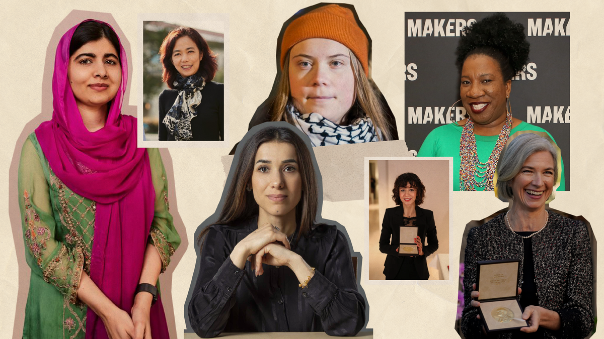 Women making history achievements showcased in a collage of distinguished female leaders and activists.
