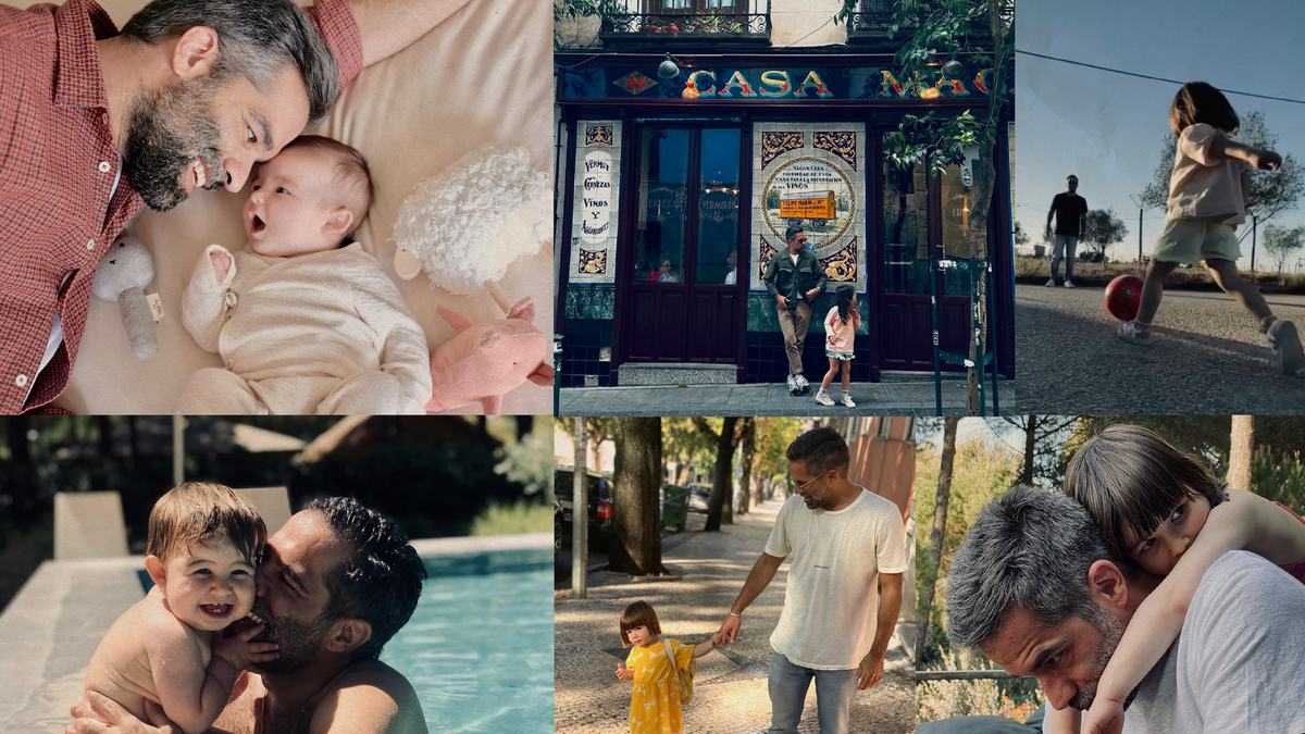 A collage of a dad enjoying outdoor activities with kids, highlighting outdoor gifts for dads.