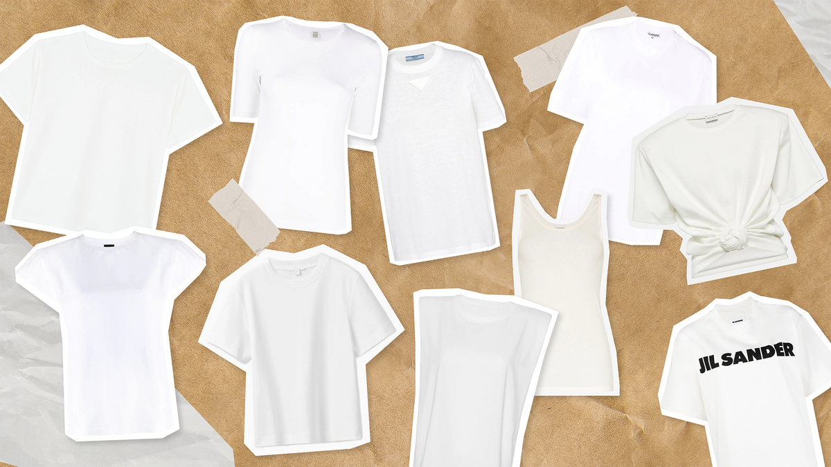 Best white t-shirts for styling arranged on a textured background showcasing variety of styles.