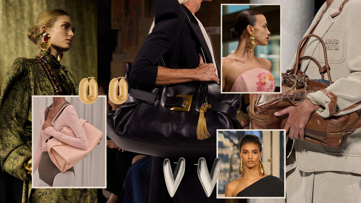 bold maxi tote bags and earrings showcased in stylish fashion imagery for trendsetting accessories in 2025.