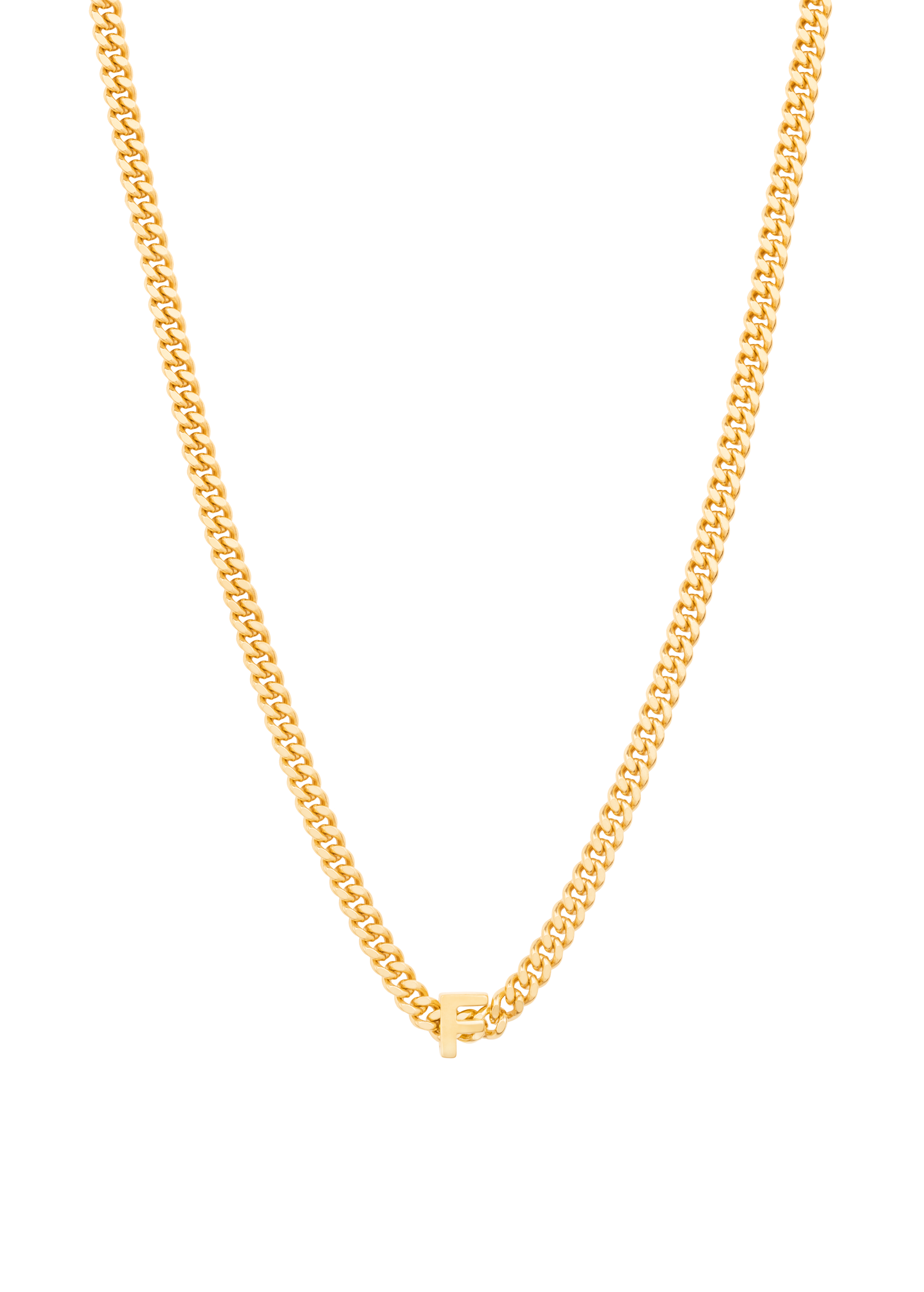 alphabet necklace with pendant F in gold