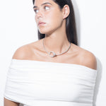 model wearing eli choker in silver