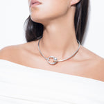 model wearing eli choker in silver