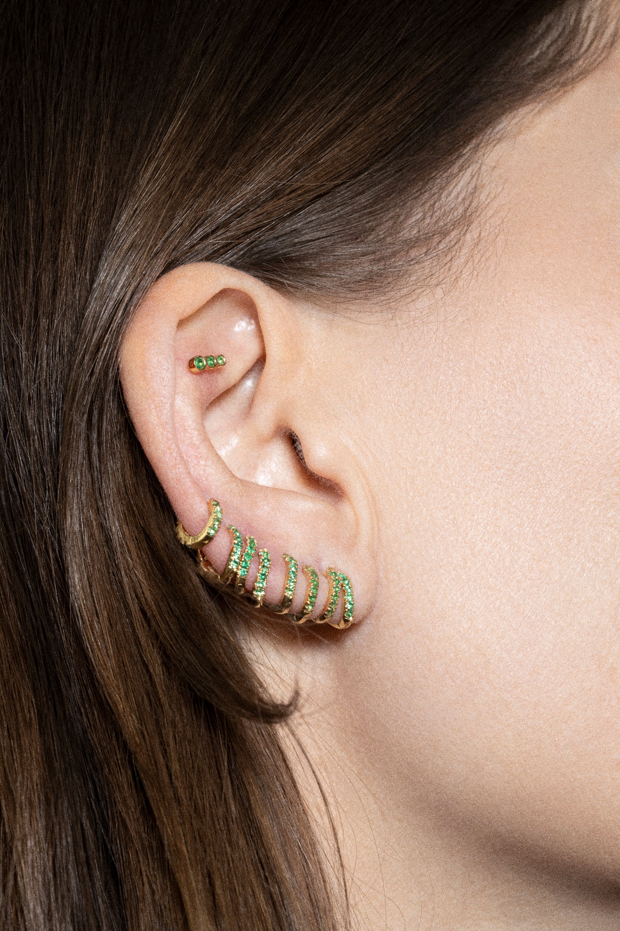 cate hoop 18k emerald earrings