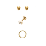 set (non)sphere earrings 18k, seamless hoop 18k and earring starter 08 diamond