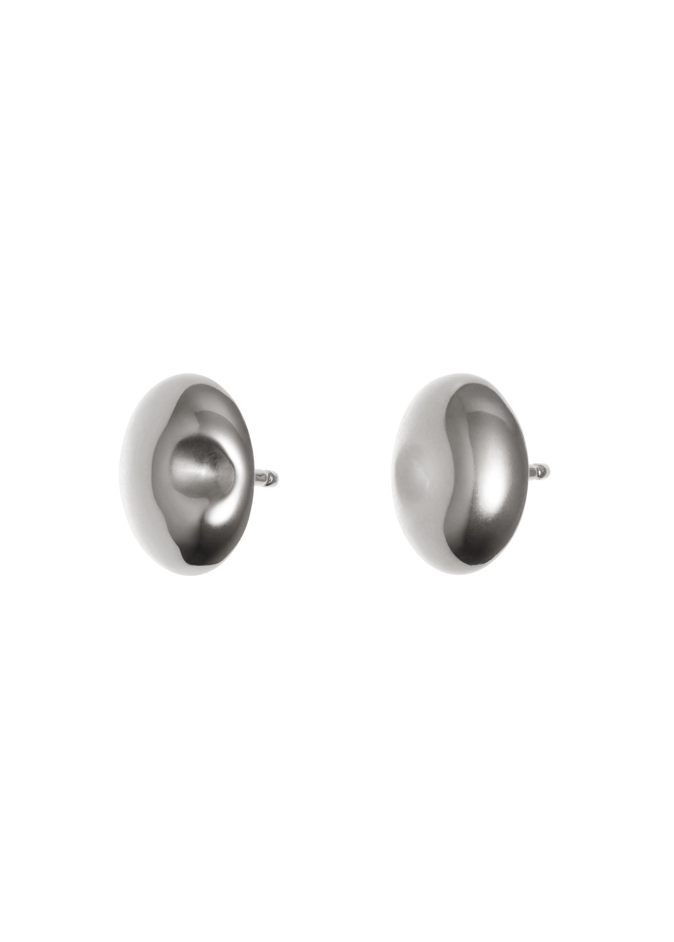 Pair of silver earrings on a white background
